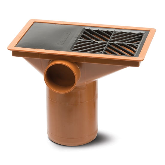 Polypipe 4" Underground Rect Hopper 140M Spigot Inc. Rectppp Grid For