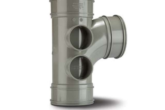 Polypipe 4in/110mm Single Branch  Triple Socket 92½° (4 Boss) Solvent - SWT26