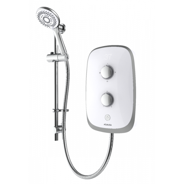 Aqualisa eVOLVE White /satin silver 10.5kW - with adjustable handset - VOPZ27