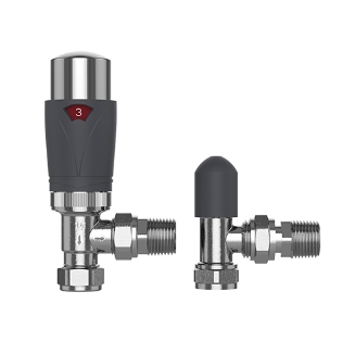 15mm Angled TRV with Lockshield - Anthracite amp Chrome