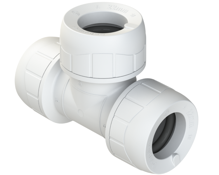 Polyplumb Enhanced White 22mm Equal Tee PB222EW