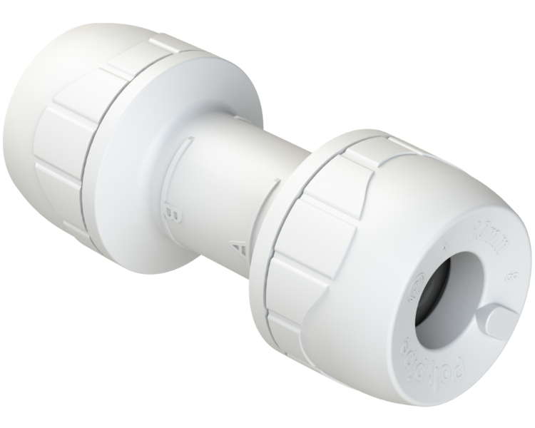 Polyplumb Enhanced White 15mm Straight Coupling PB015EW