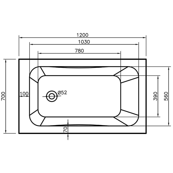 Dakota Single Ended Bath (Standard Spec) - 1200 x 700mm