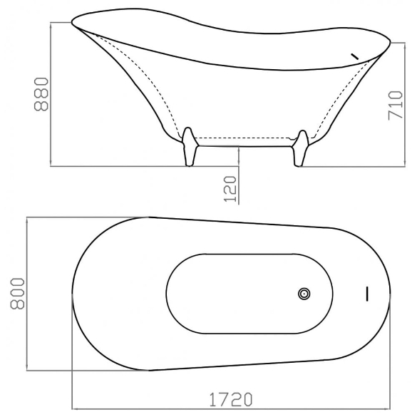 Vienna Freestanding Bath & Feet - 1720 x 800mm