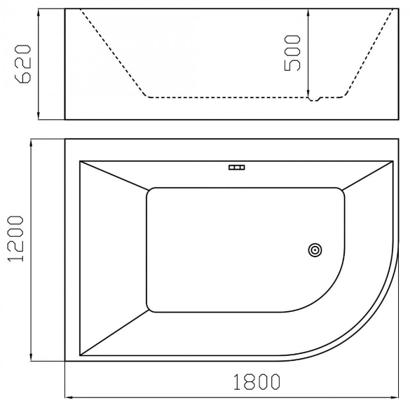 Sofia Freestanding Offset Corner Bath - 1800 x 1200mm