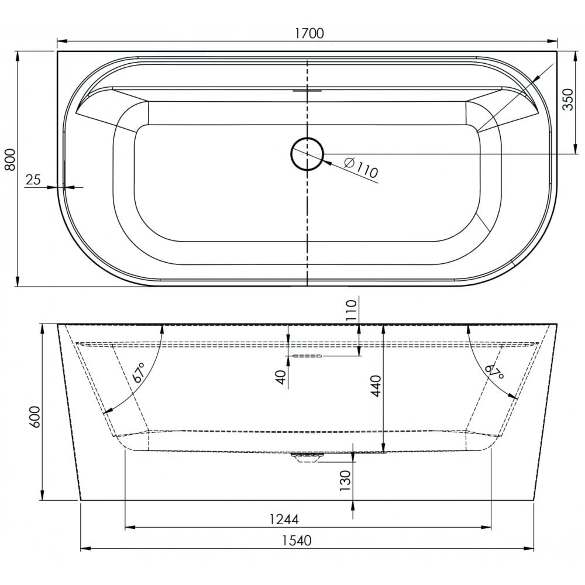 Tima Freestanding Bath - 1700 x 800mm