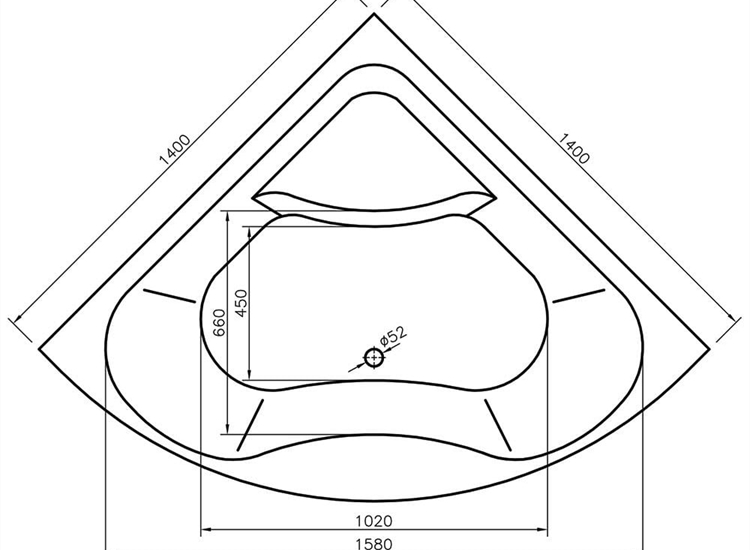 Colorado Corner Bath & Panel (Standard Spec) - 1400 x 1400mm