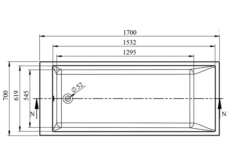 Indiana Thin Edged Single Ended Bath (Standard or Superspec) - 1700 x 700mm
