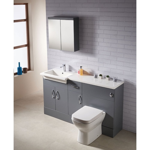 Q-Line 1500 1-Piece Square Offset Basin Combination - 350mm Depth