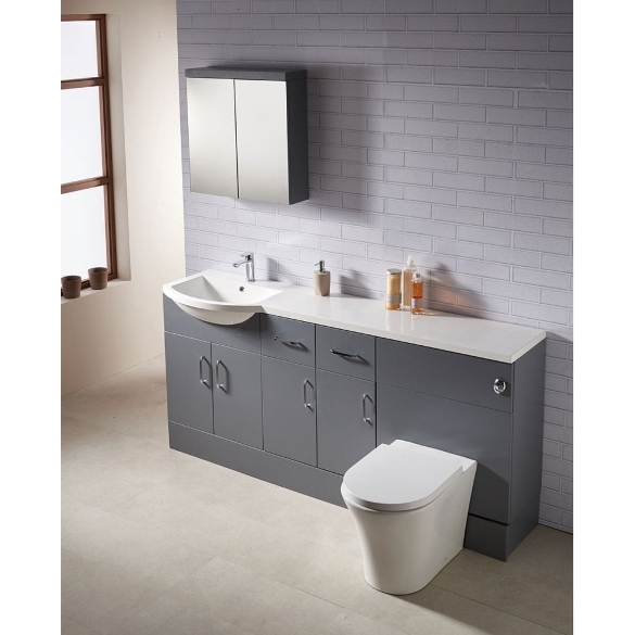 Q-Line 1800 1-Piece Round Offset Basin Combination - 350mm Depth