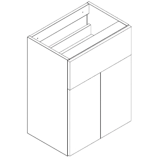 Q-Line 500mm 2-Door, 1-Drawer Base Unit - 345mm Depth