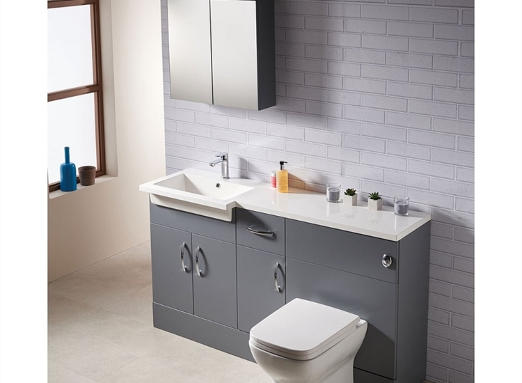 Q-Line 1500 1-Piece Square Offset Basin Combination - 350mm Depth