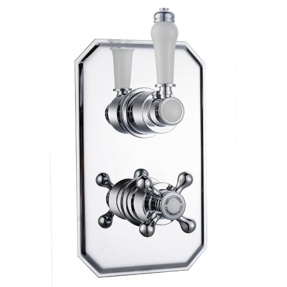 Nostalgic Traditional Twin Thermostatic Concealed Shower Valve with 1 Outlet (controls 1 function)