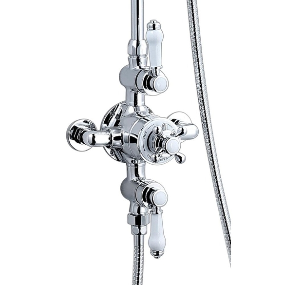 Nostalgic Thermostatic Shower Valve & Riser Rail - White