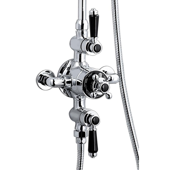 Nostalgic Thermostatic Shower Valve & Riser Rail - Black