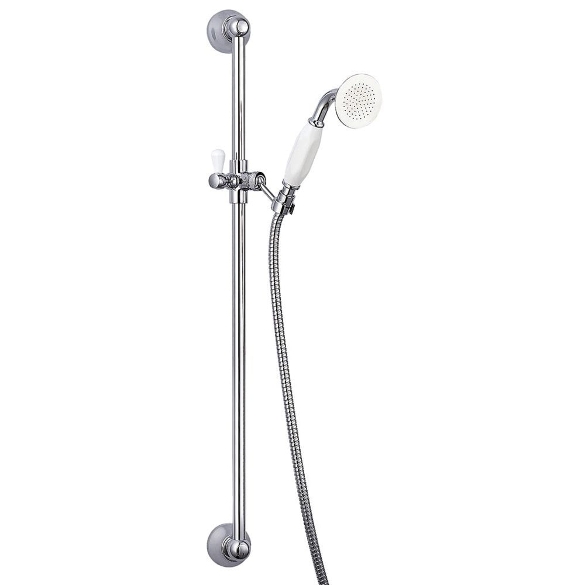 Nostalgic Traditional Slide Bar, Handset & Hose - White