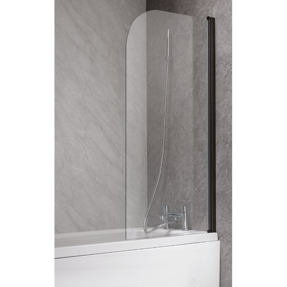 Classic Nouveau 6mm Black Frame Curved Bath Screen - 1300 x 700mm