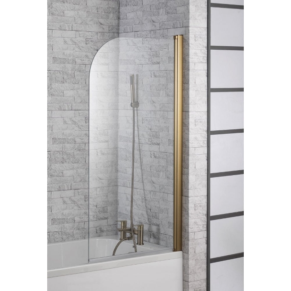 Genesis 6mm Brushed Brass Frame Curved Bath Screen - 1500 x 820mm