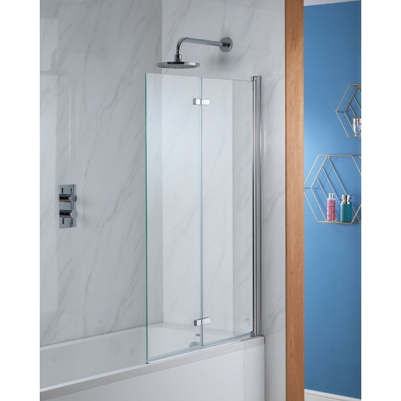 Genesis Deluxe 2-Fold Square Bath Screen - Silver Frame - 1350 x 920mm