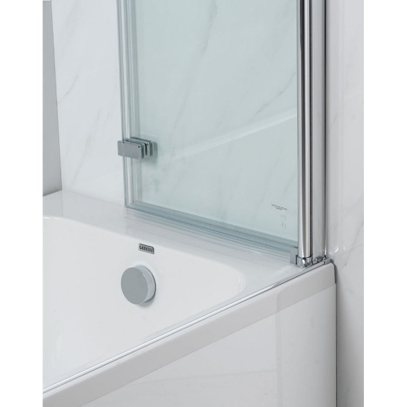 Genesis Deluxe 2-Fold Square Bath Screen - Silver Frame - 1350 x 920mm