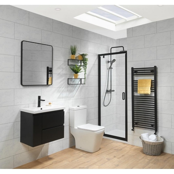 Genesis 6mm Pivot Doors - Matt Black Frame