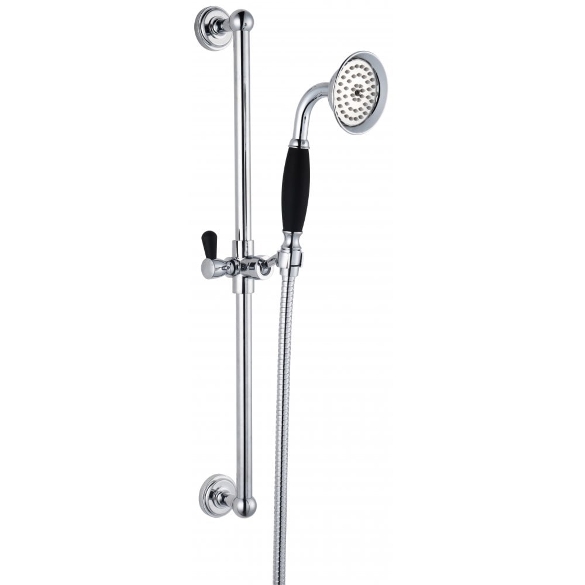 Nostalgic Traditional Slide Bar, Handset & Hose - Black