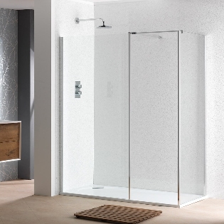 Classic Nouveau 6mm Showerwall with Polished Silver Frame &
Easy-Clean Glass
