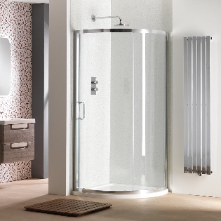 Classic Nouveau 6mm Single Door Quadrant Enclosure & Tray with
Easy-Clean Glass
