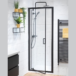 Genesis 6mm Pivot Doors - Matt Black Frame