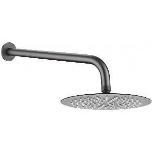 Tuscany Round Fixed Shower Head & Wall Arm - Gunmetal Grey
