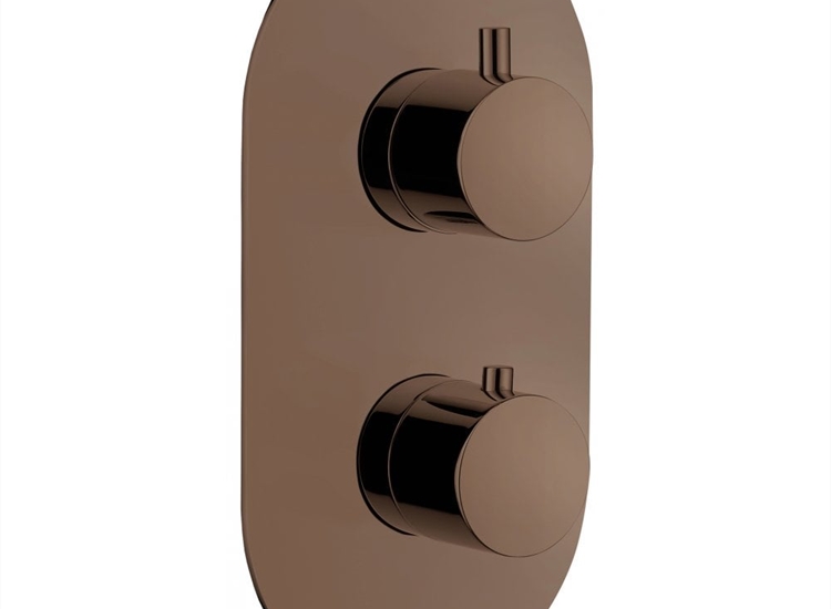 Tuscany Twin Thermostatic Shower Valve with 2 Outlets (controls 1 function) - Brushed Bronze