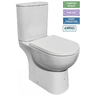 Estoril Tall Rimless Open Sided WC including Soft Close Seat