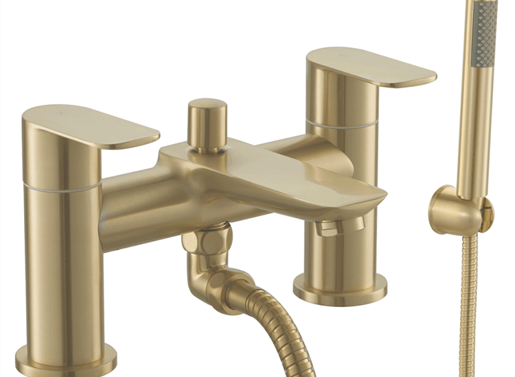 Charlotte Bath Shower Mixer & Kit (2 Hole) - Brushed Brass
