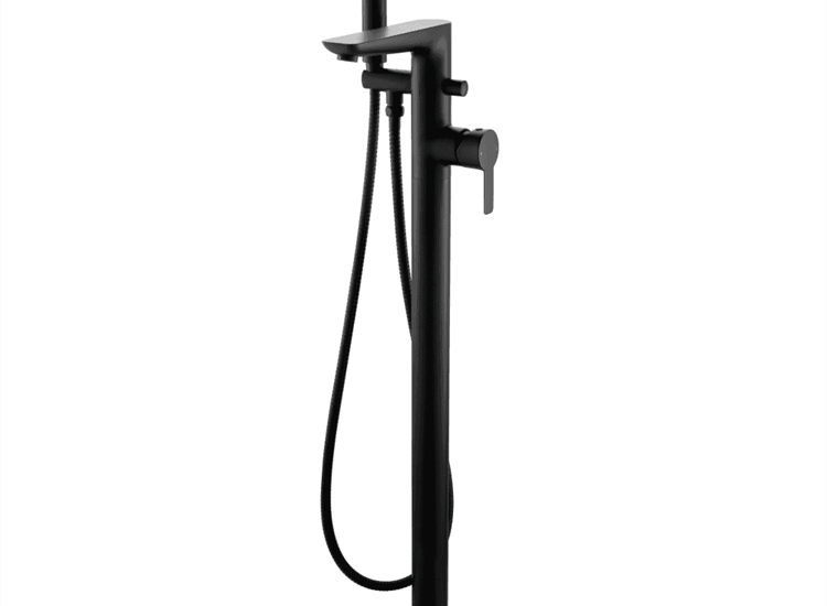 Charlotte Floorstanding Single Lever Bath Shower Mixer & Kit - Matt Black