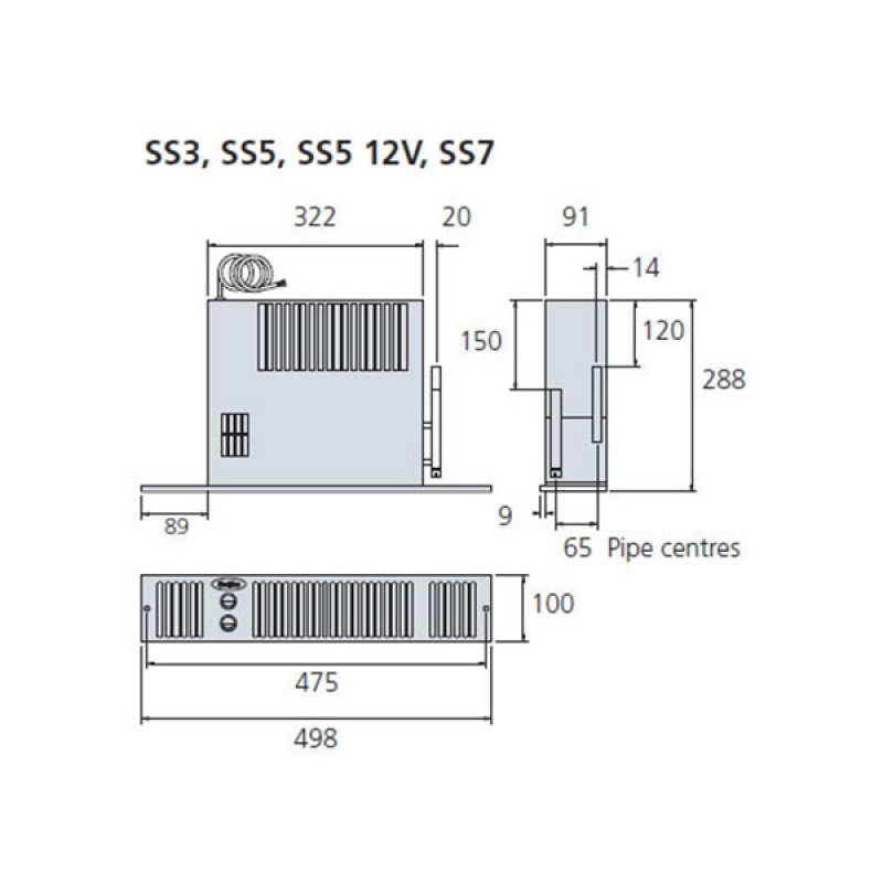 Smiths SS3 Space Saver c/w Brushed Steel Grille(No Hoses) HPSS10001