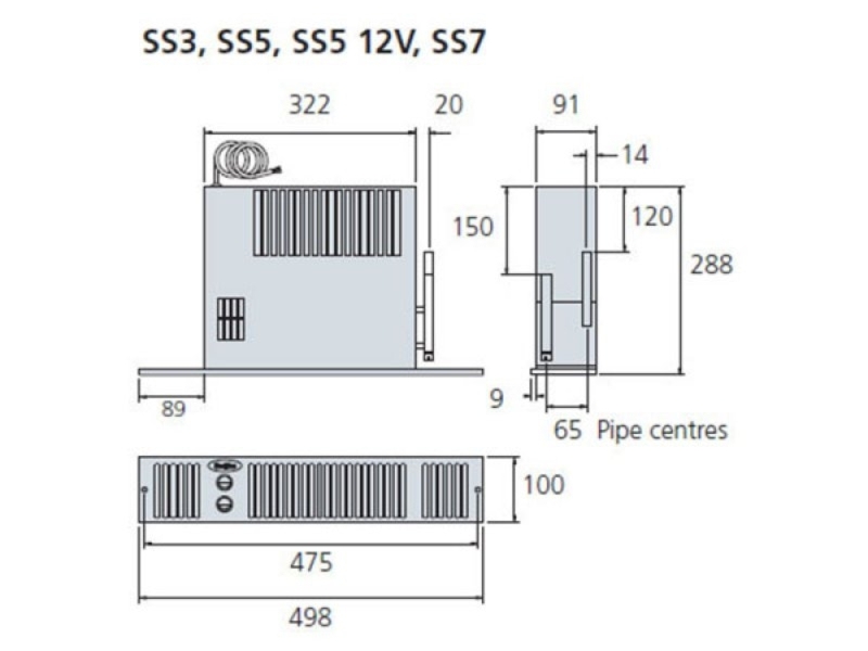Smiths SS3 Space Saver c/w Brushed Steel Grille(No Hoses)