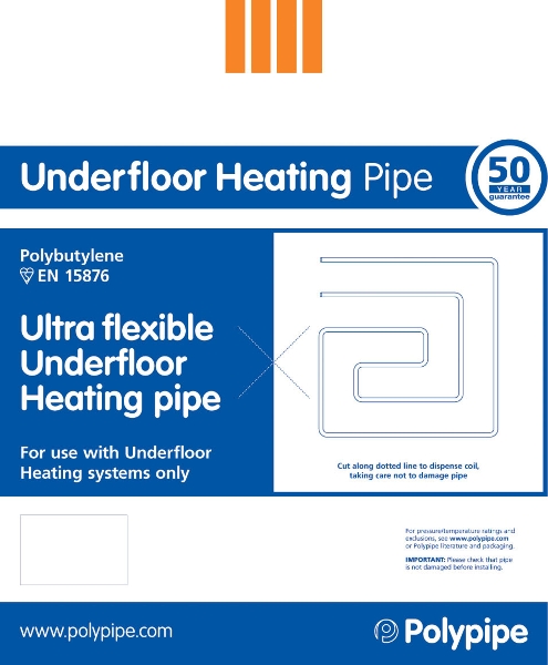 Polypipe Underfloor Heating 12mm x 50m Pipe Coil