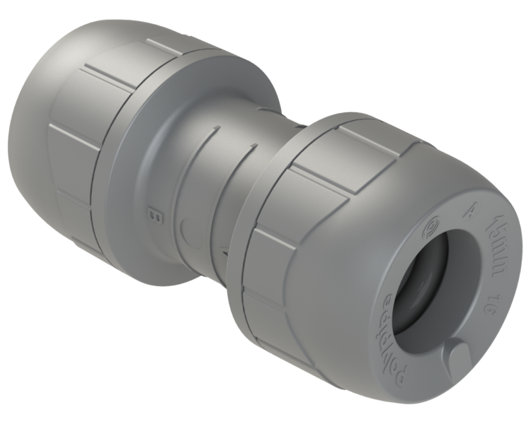 Polyplumb Enhanced Grey 15mm Straight Coupling PB015EG