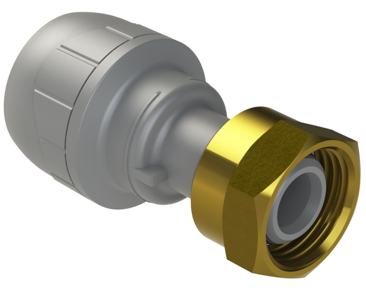 Polyplumb Enhanced Grey 15mm X 1/2" Straight Tap Connector PB715 (Brass Connecting Nut)