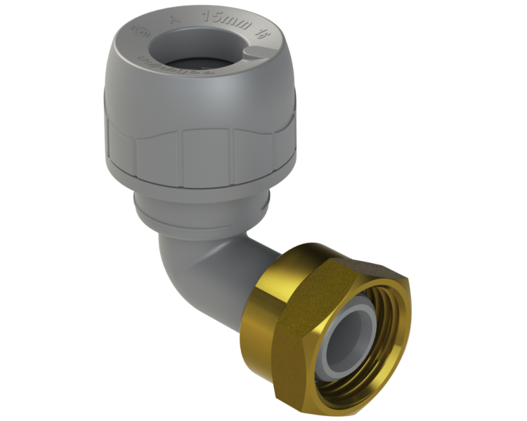 Polyplumb Enhanced Grey 15mm X 1/2" Bent Tap Connector PB1715EG