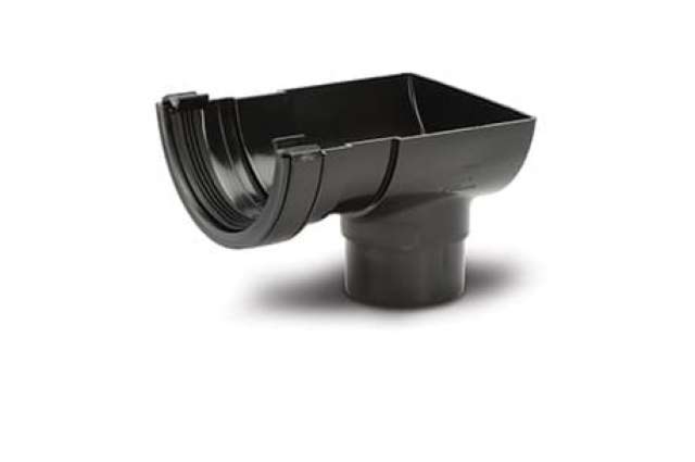 Polypipe 112mm Half Round Gutter Short Stop End Outlet - RR106