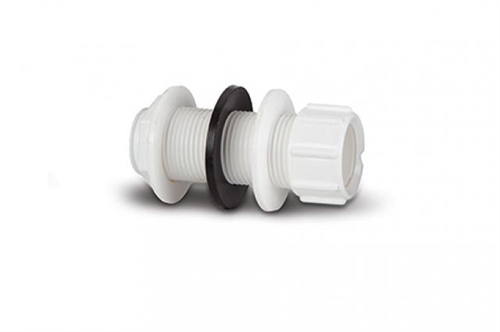 Polypipe Overflow System - Straight Tank Connector Solvent White - VP49
